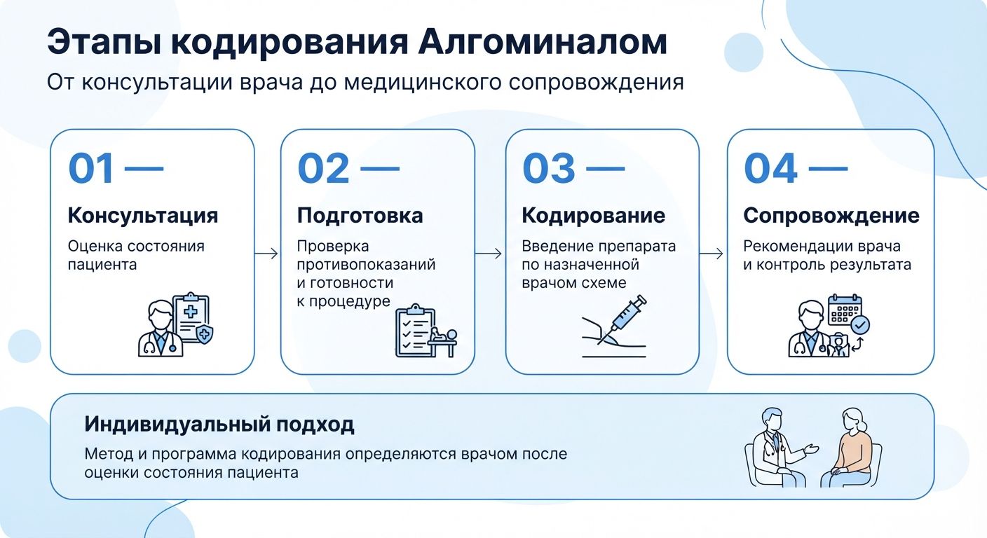Кодирование препаратом «Алгоминал» в Луге инфографика