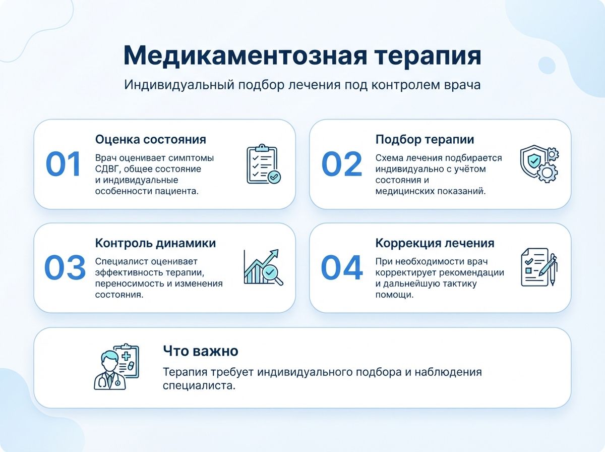 Лечение СДВГ в Луге у детей и взрослыхинфографика